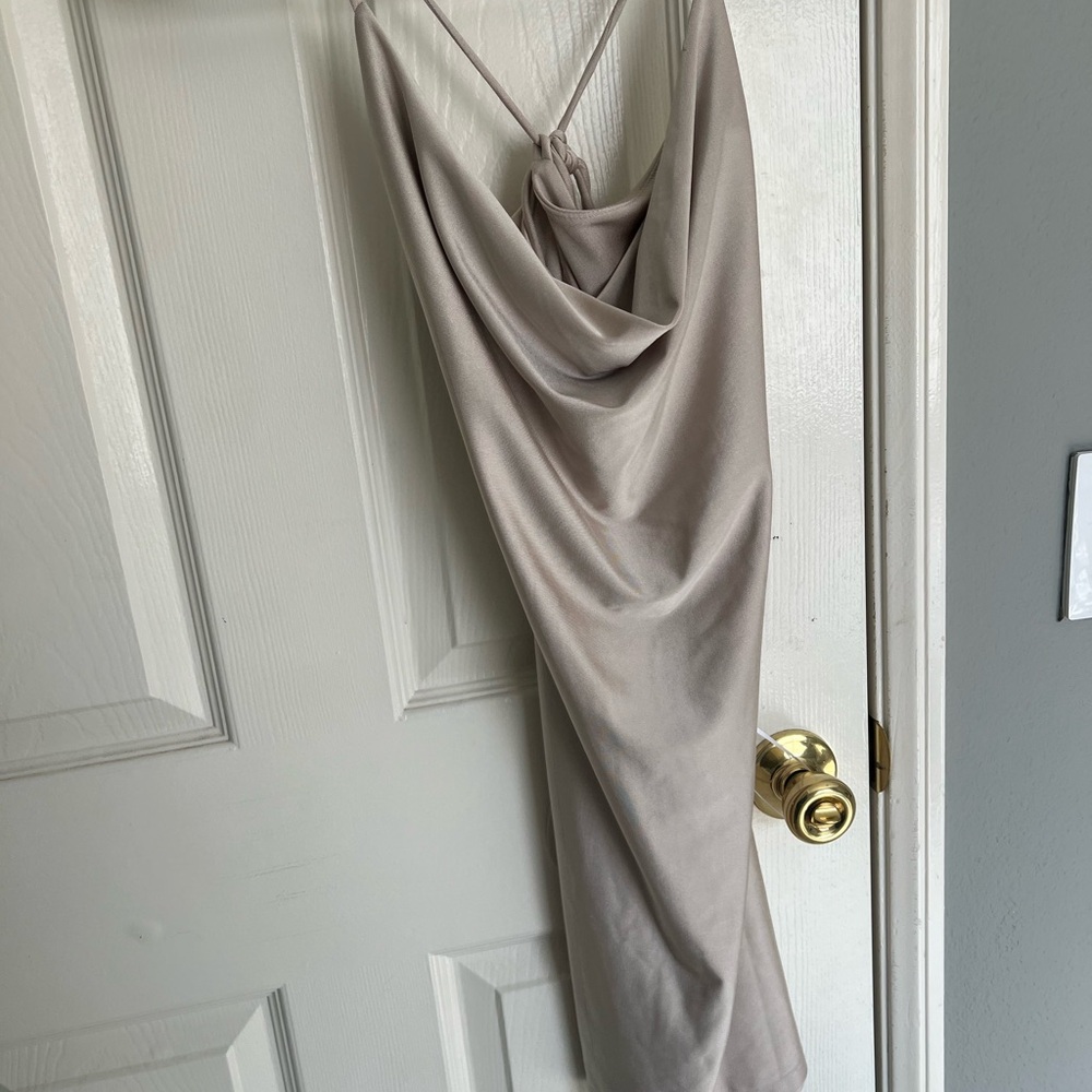 Champagne Cowl Backless Dress